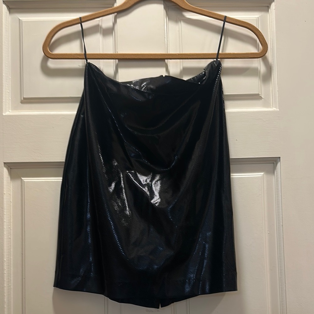 Black Satin Cowl Neck Top